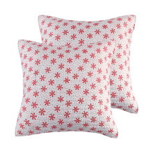 Levtex Home Euro Sham 26x26 inch, set van twee, rood-wit met sneeuwvlokkenmotief