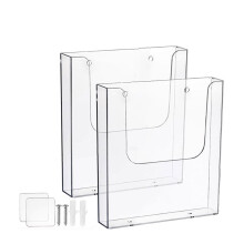 2Pack Acrylic Brochure Holder, 8.5 X 11 Inch Brochure Holder Wall Mount, Clear Literature Organizer Pamphlet Flyer
