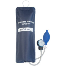 Nylon Pressure Infusion Bag Double Tubes with Metal Aneroid Gauge for IV Fluid Blood Transfusion 1000ml