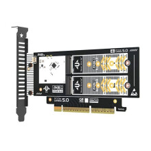 Dual NVMe PCIe 5.0 X16 Expansion Card 256Gbps Supports X8/X16 Slot for 2280/2260/2242/2230 NVME SSD Soft Support