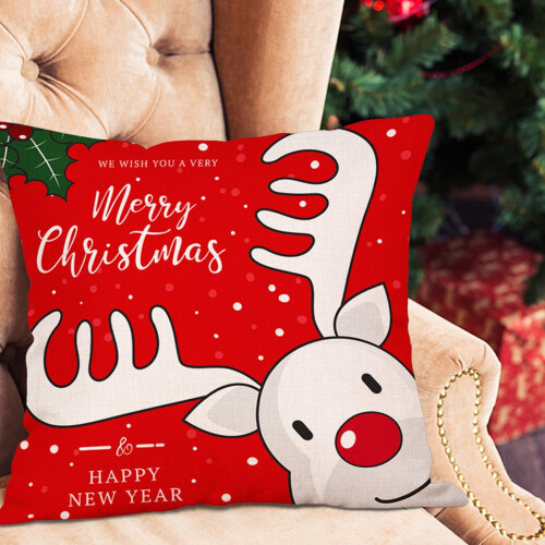 Santa Claus linen pillowcase Christmas home decor