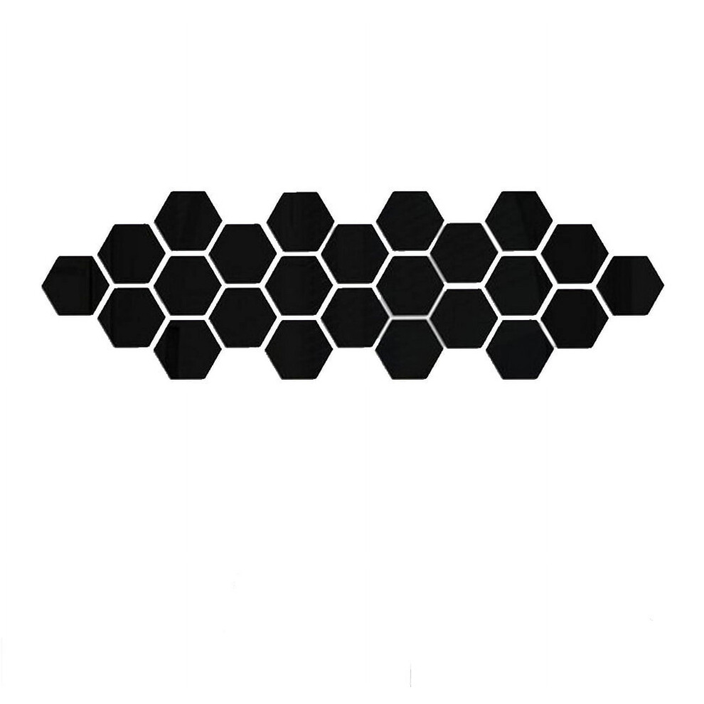 Mirror Hexagon Wall Sticker Black 12 Pcs 9314556144486