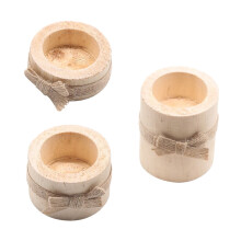 3 portavelas de madera para velas pequeñas, portavelas de mesa
