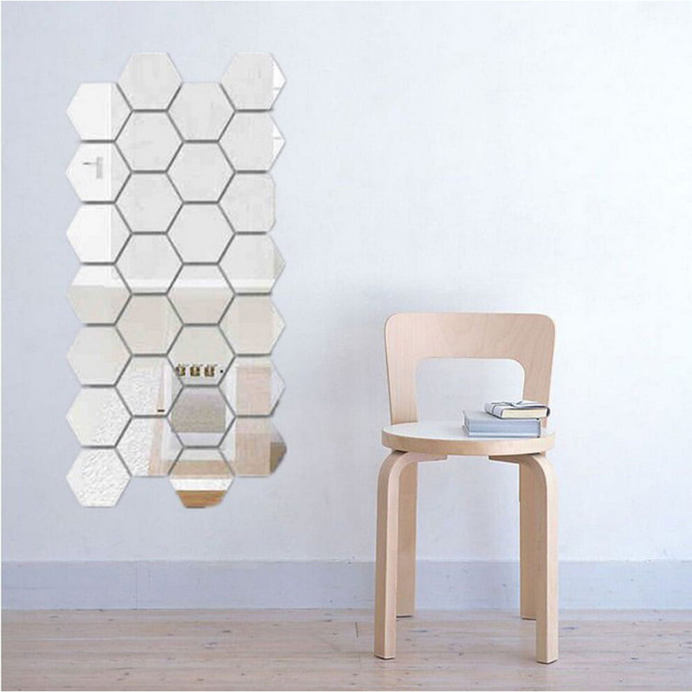 Mirror Hexagon Wall Sticker Decal Set 12 Pcs 9314556144493