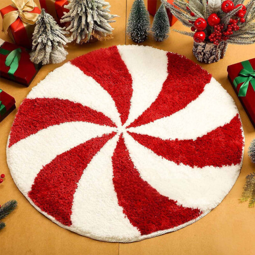 Christmas candy rug soft plush absorbent bath mat 1