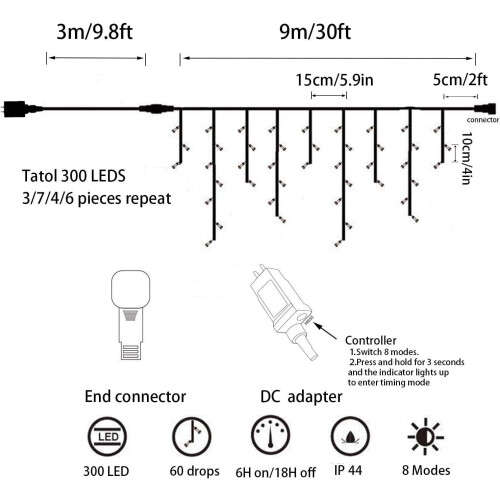 400 LED33ft Χριστουγεννιάτικα Φωτάκια Εξωτερικού Χώρου - Κουρτίνα Νεράιδα 8 1