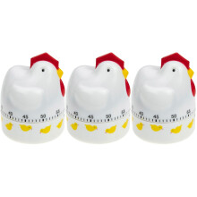 3pcs Plastic Mechanical Cartoon Chicken Timer Kitchen Cooking Counter Manual Time Reminder