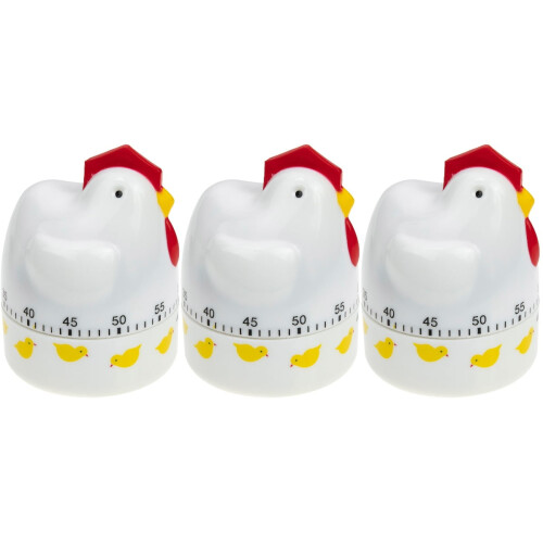 3pcs Plastic Mechanical Cartoon Chicken Timer Kitchen Cooking Counter Manual Time Reminder