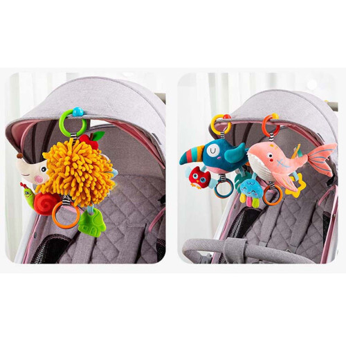 Bréagán Teether Bog Rattle do Leanaí Óga le Lúb Crochta 1