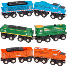 Battat - Classic Trains - 6 Pieces Wooden Railroad Set - Magnetic Toy Trains - Train Engines & Cars - 3+ Years- Wooden Locomotives & Freight Cars