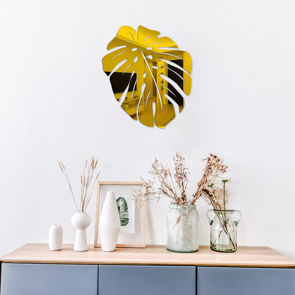 3D Mirror Leaf Flower Wall Decal Acrylic 1 Piece 9314556660078