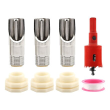 Pig Nipple Waterer for Drinker Feeder Kit, with Hole Opener & PTFE Tapes, Pigs Drinker Feeder Water Tank Connector
