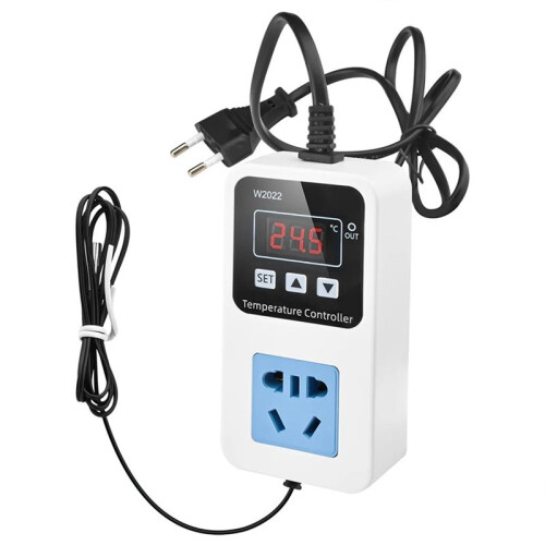 W2022 Digital Temperature Controller Socket, 1500W  Thermostat Regulator with Waterproof Sensor EU Plug