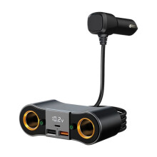 PD65W Car Cigarette Lighter Socket Splitter Plug LED Dual USB Phone Fast Charger Adapter Car Cigarette Lighter Cable