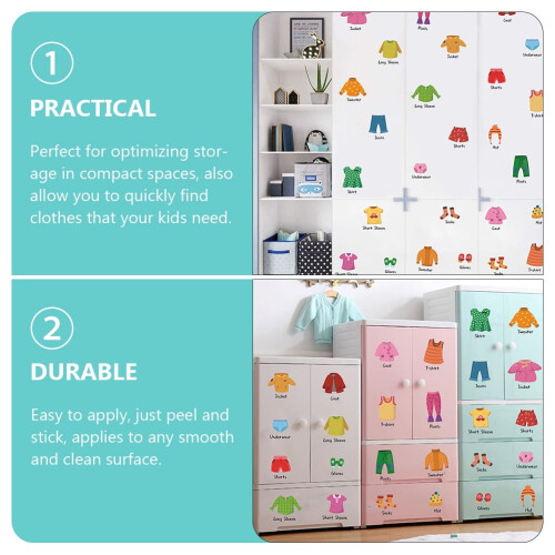 Clothing Dresser Decals Removable Drawer Labels 6 Pack 2
