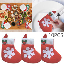 Xubond Coffret de fête pour enfants : 3 couverts de Noël, sachet décoratif, mini-chaussettes, décorations de table rouges pour la maison et les