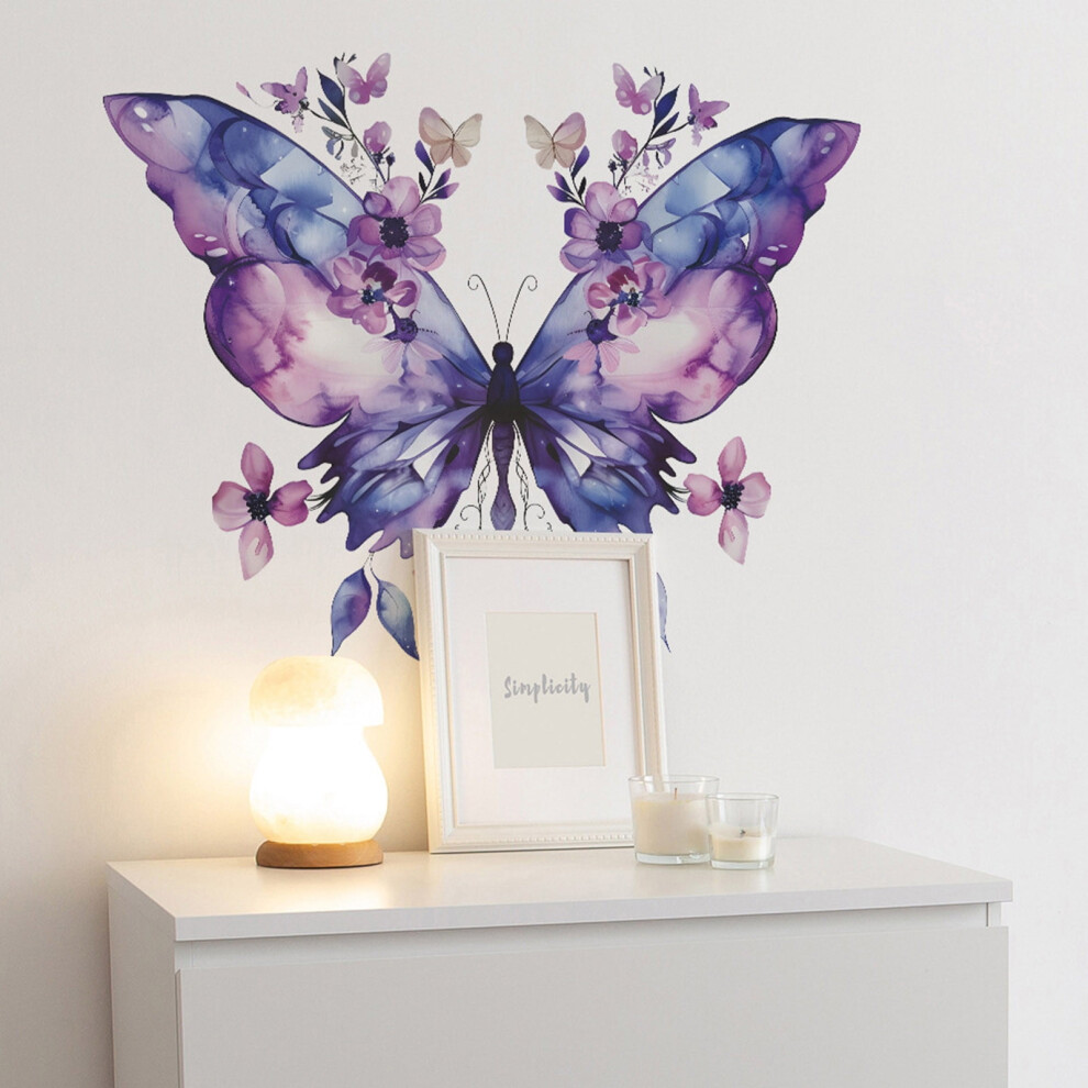 Purple Flower Wall Stickers For Bedroom And Living Room 975221693945