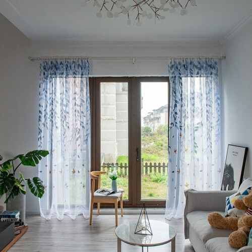 Xubond sheer curtain fabric in blue, 1 panel