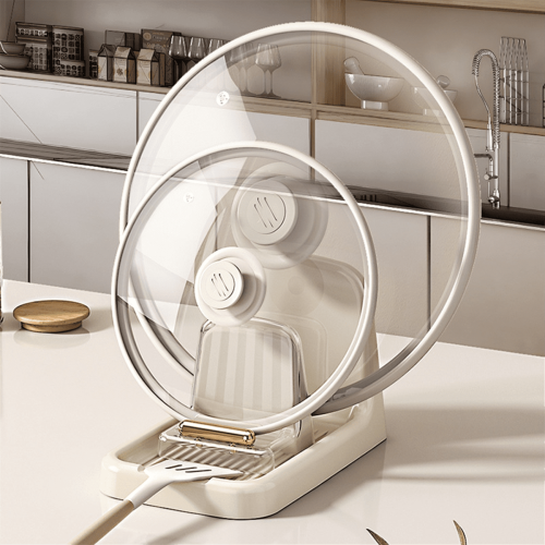 Soporte para tapas de cocina, rejilla de plástico resistente, color blanco. 1