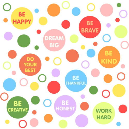 Circular Wall Stickers Inspirational Quotes 89 pcs