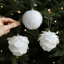 Christmas Ball Ornament White Shatterproof 80mm 1pc