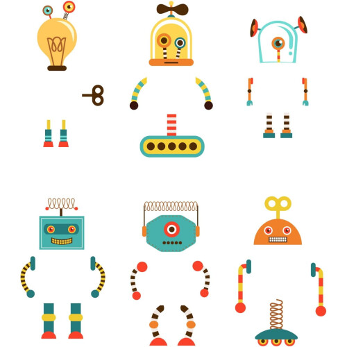 Robot Light Switch Wall Sticker Vinyl Decal 6 Styles