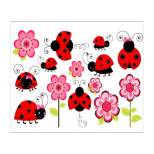 Ladybird cartoon wall decal removable 2 pcs
