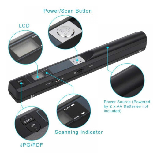 Portable Wand Scanner 900DPI A4 Handheld USB 2