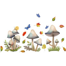 Mushroom Wall Decals with Butterfly Snail Leaves 39x82cm