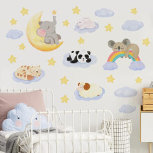 Animal Cloud Wall Decals with Star Moon Design, Vinyl