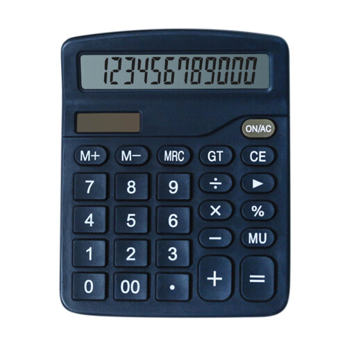 Basic 12-digit desktop calculator with large LCD and dual 1