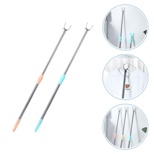 2 palos telescópicos ajustables para alcanzar la ropa 1