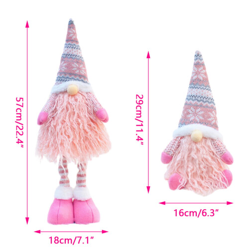 Pink Christmas gnome plush toy with extendable legs 1