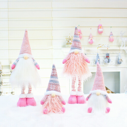 Pink Christmas gnome plush toy with extendable legs 2