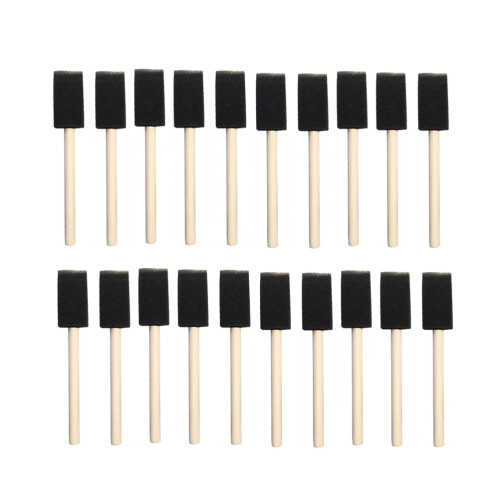 Paint Brush Set 1 Inch Sponge Wood Handle 60PCS 1