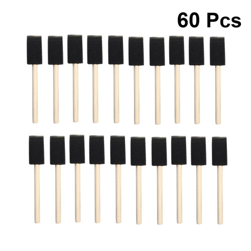 Paint Brush Set 1 Inch Sponge Wood Handle 60PCS 2