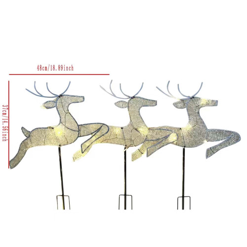 Christmas metal deer garden insert set 3 pieces 2
