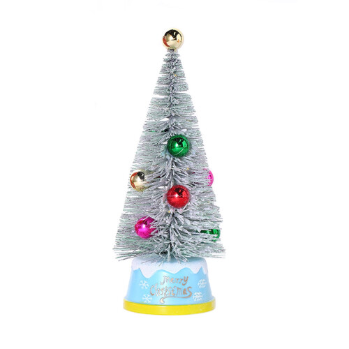 Mini flocked pre-lit Christmas tree with LED lights and 1