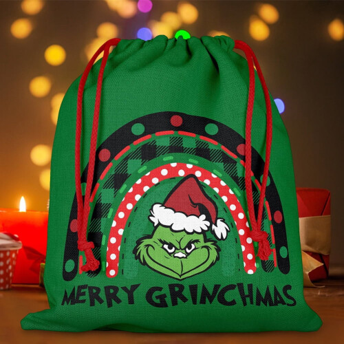 Christmas candy drawstring bag cartoon theme 10 pcs 2