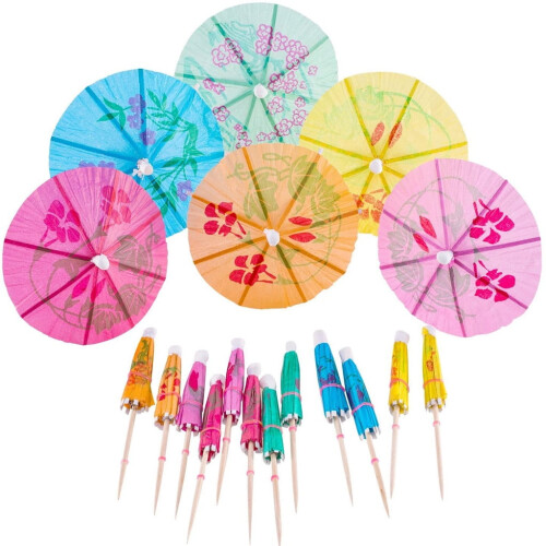 Cure-dents multicolores en forme de parasol à cocktail (50 pièces) 1