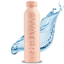 Bottle Up Reusable BPA Free Water Bottle 500ml — Prefilled With Pure Still Water | Plant-Based Sports Bottle Made From Cane Sugar (Champagne Pink)