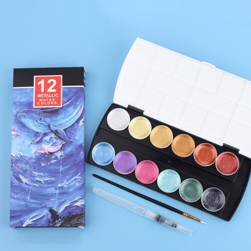Watercolor Paint Pearlescent Solid 12 Colors 2