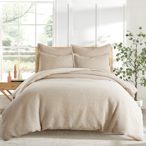 Levtex Home Cloud Waffle Taupe Euro kussensloopset van 2 (26x26) 1