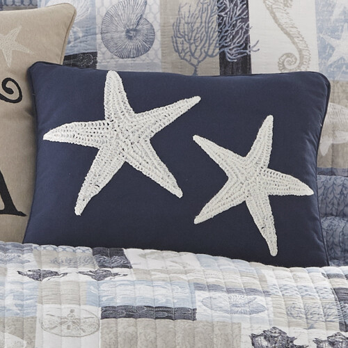 Almofada decorativa Cerralvo com bordado de estrela-do-mar, 35,5 x 45,7 cm (14 x 18 polegadas). 1