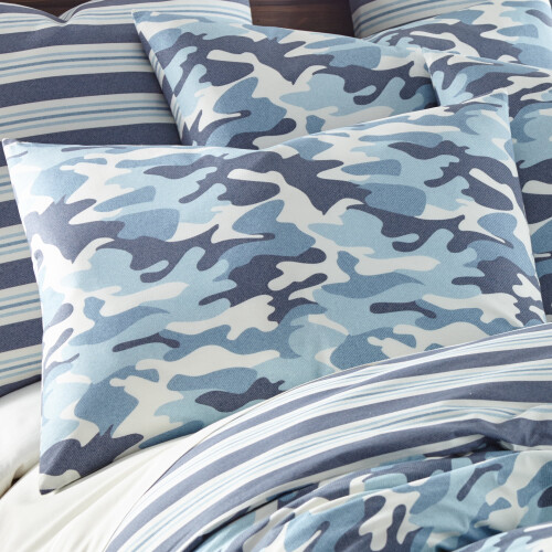 Σετ παπλωματοθήκης Levtex Camo Blue King με 2 μαξιλαροθήκες 2