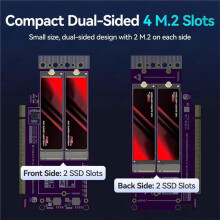PCIe 5.0 X16 Quad M.2 Expansion Card Support 512Gbps Dual-Sided Slot Adapter Card Compatible PCIe 4.0/3.0