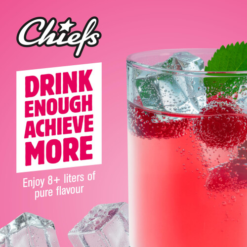 CHIEFS Syrup, Zero Calorie Syrup with Real Fruit Extracts, Raspberry, 65ml - More than 8l Softdrink - Zero Added Sugars 2