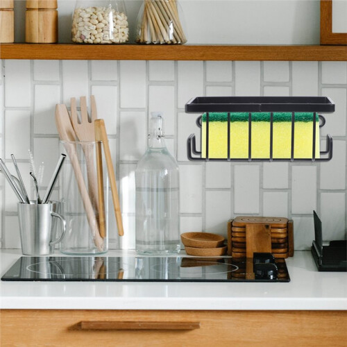 Kitchen Sink Sponge Holder with Strong Suction Cups Multi Functional Hanging Drain Rack for Sponge Dishcloth Liquid 2