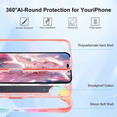Θήκη iPhone16 6,1 ιντσών με βάση στήριξης και στρατιωτική ποιότητα 2