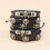 Handmade Beaded Leather Bracelet Set Skull Design Black 5